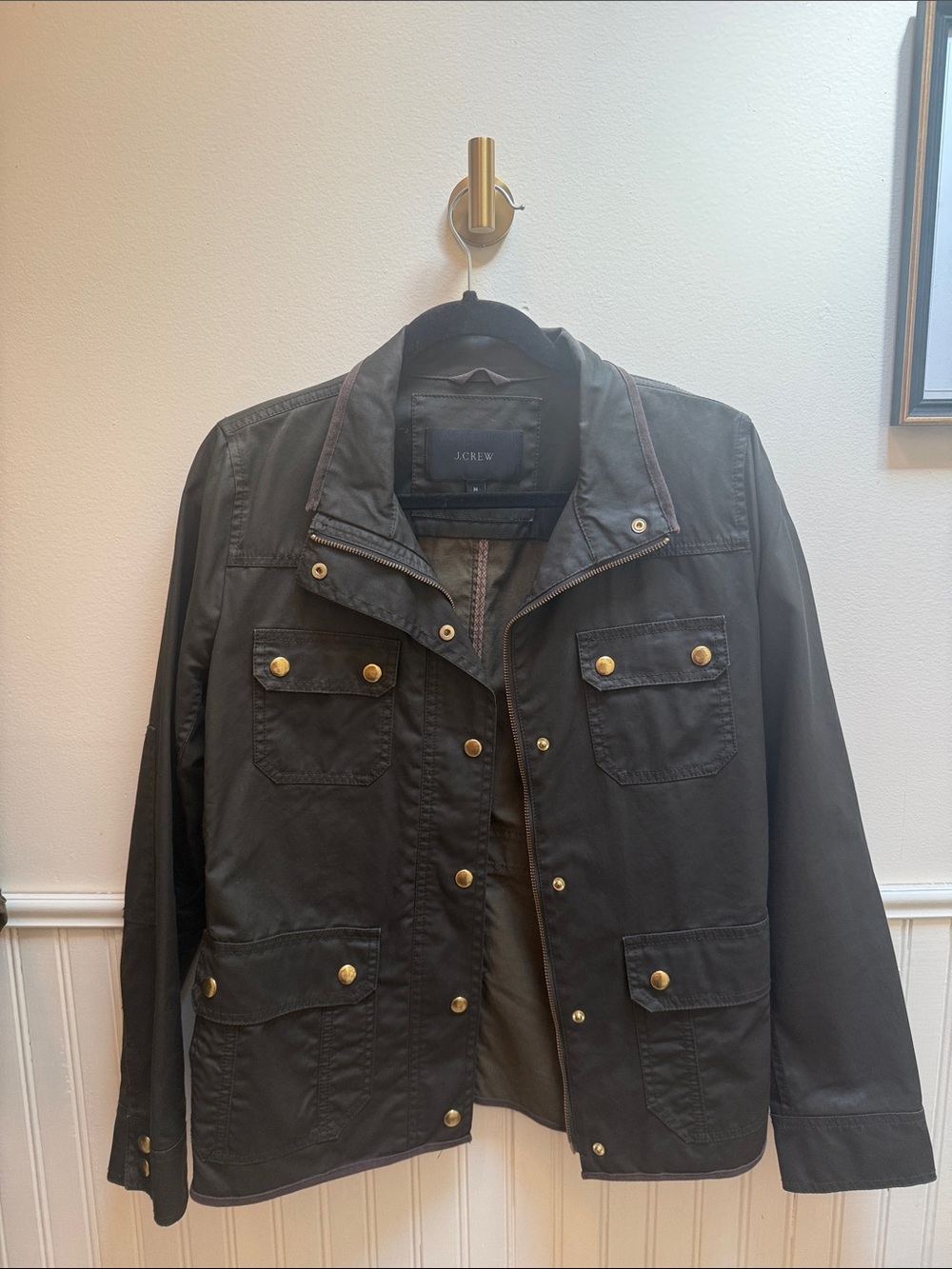 J. Crew Womans Dark Brown Field Jacket with Brass Hardware